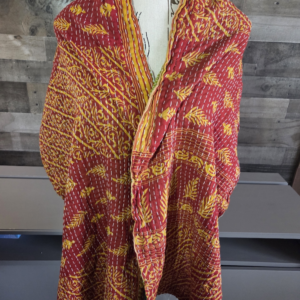 Colorful Patterned Kantha Scarf #71 - Picture 3 of 3